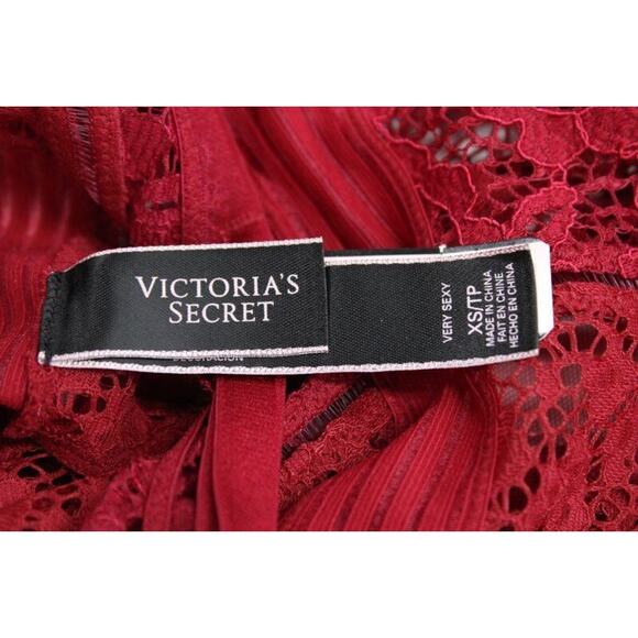 New Victorias Secret Red All Lace Nightie Halter Babydoll Bodycon Garters XS NWT - Picture 7 of 8
